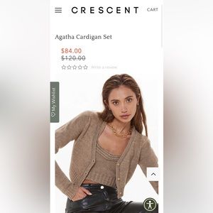 Crescent Sweater Cropped Set in Tan